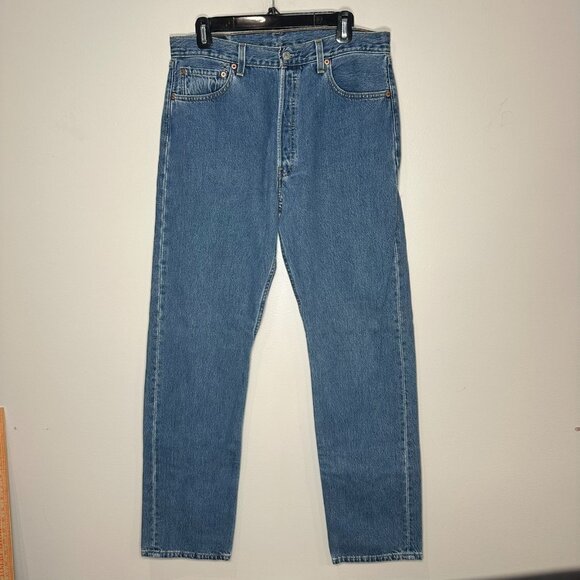 Levis 501XX Button Fly Light Blue Denim USA Jeans 34x34 in Vintage YTK Straight - Picture 1 of 11